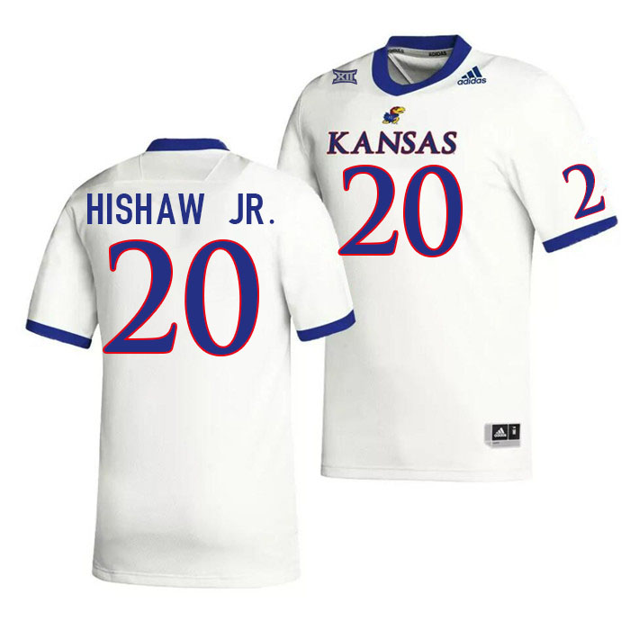 Men #20 Daniel Hishaw Jr. Kansas Jayhawks College Football Jerseys Stitched Sale-White
